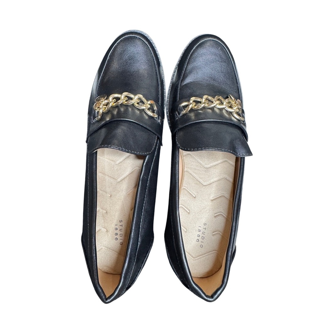 NWOT Studio‎ 1886 Chain Loafer With Charms, Black, almond toe, Women's Size 11